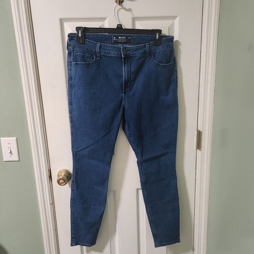 Hollister High Rise Super Skinny Jeans W33R 16R Stretch Medium Wash Denim